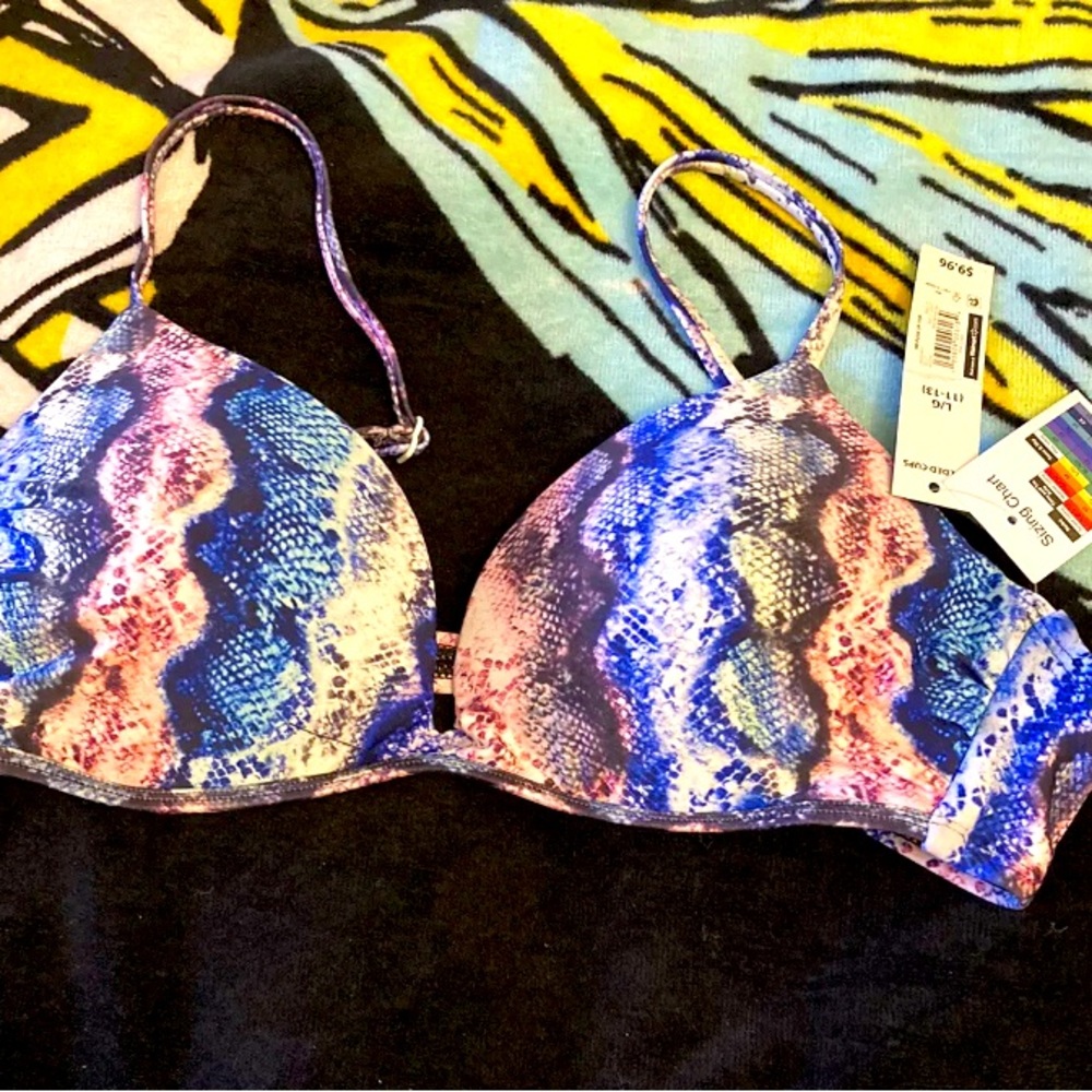 NEW Multicolor No Boundaries Swim Bikini Top - Size Medium Womens 11-13- NOBO